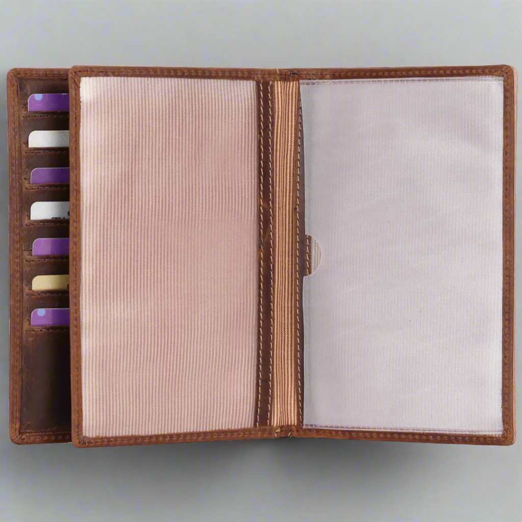 MET Men's Leather Upright Middle Zipper Wallet