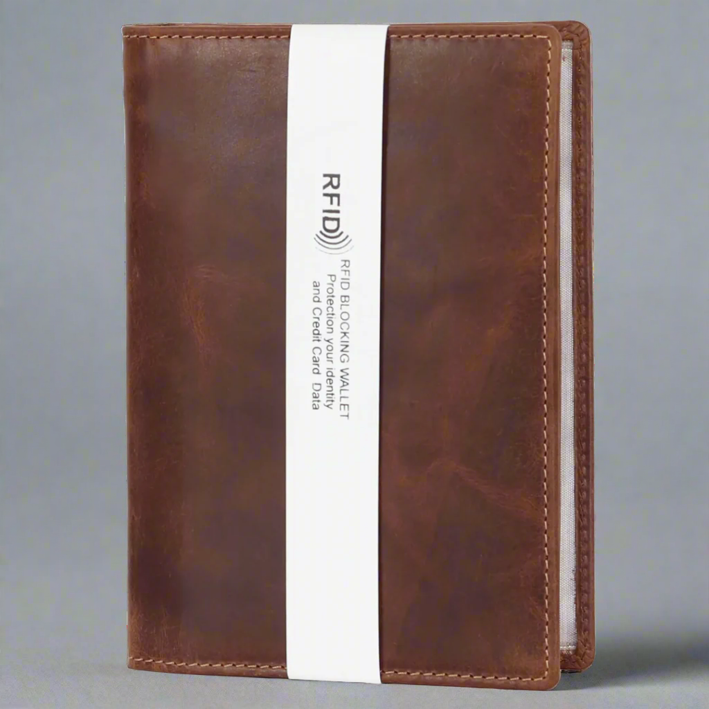 MET Men's Leather Upright Middle Zipper Wallet