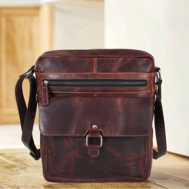 Manhattan Leather Satchel | Buffalo Leather Crossbody Bag for Men & Women - Boutique of Leathers/Open Road