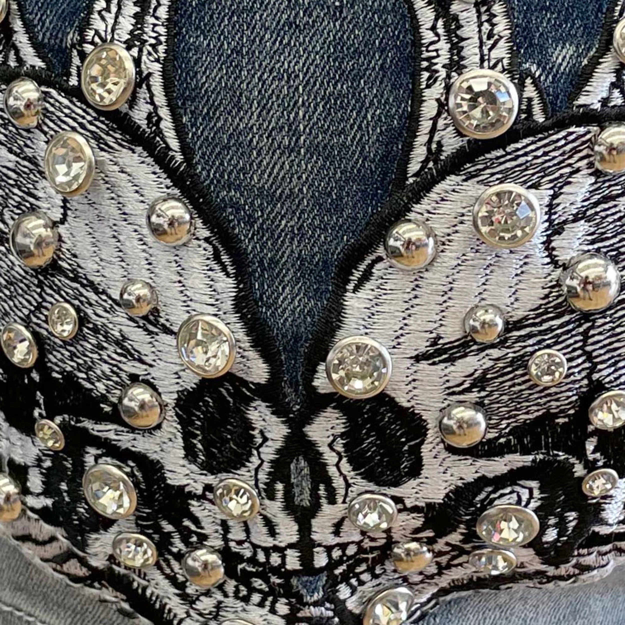 Bus Stop Women's Rhinestone Skull Wing Denim Shorts - Boutique of Leathers/Open Road