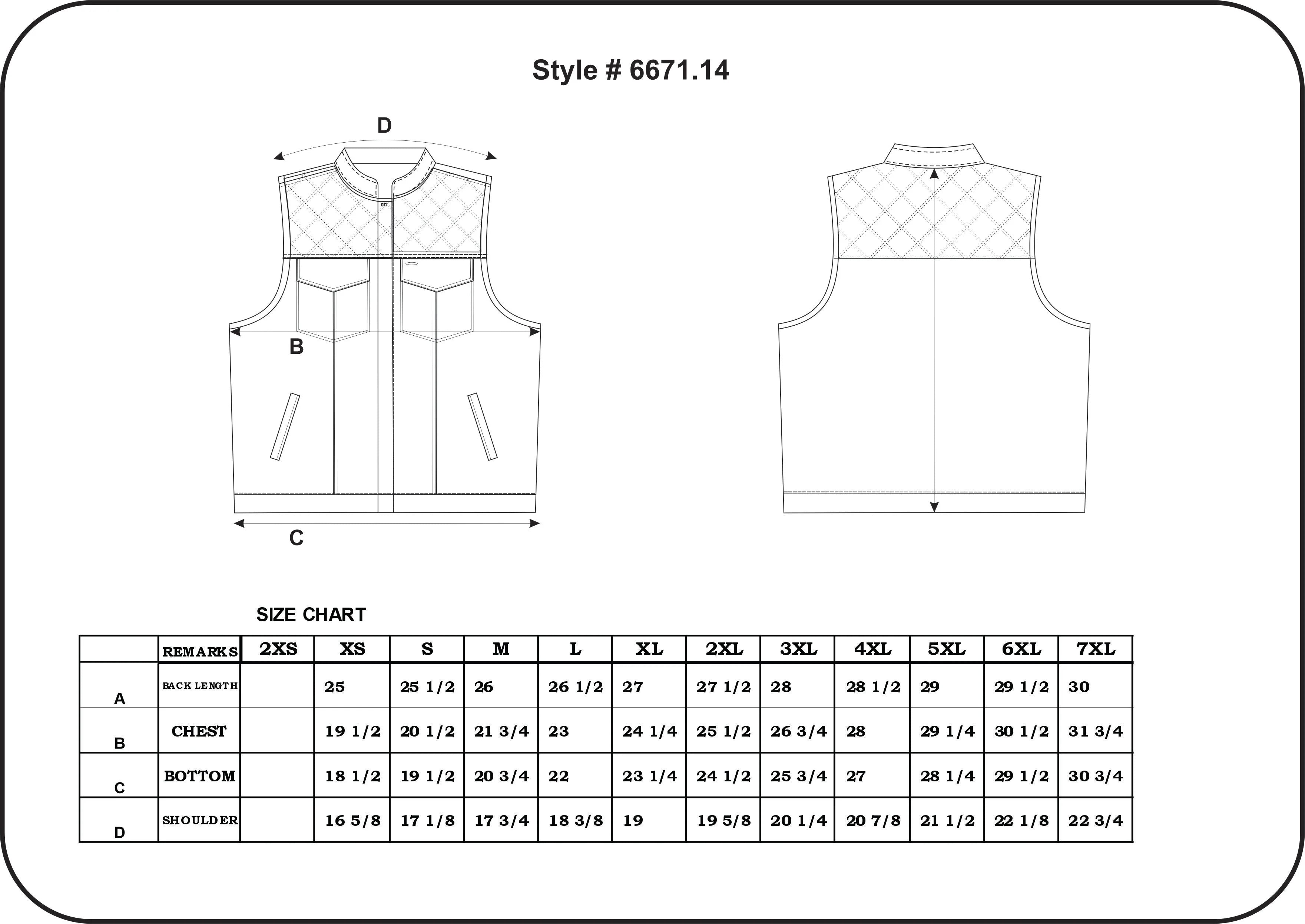 Open Road Men's Upside Leather with White Stitched Diamonds Vest