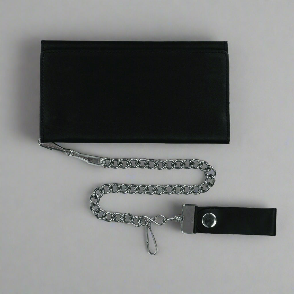 Open Road Men's Chain Trifold Leather Wallet - Boutique of Leathers/Open Road