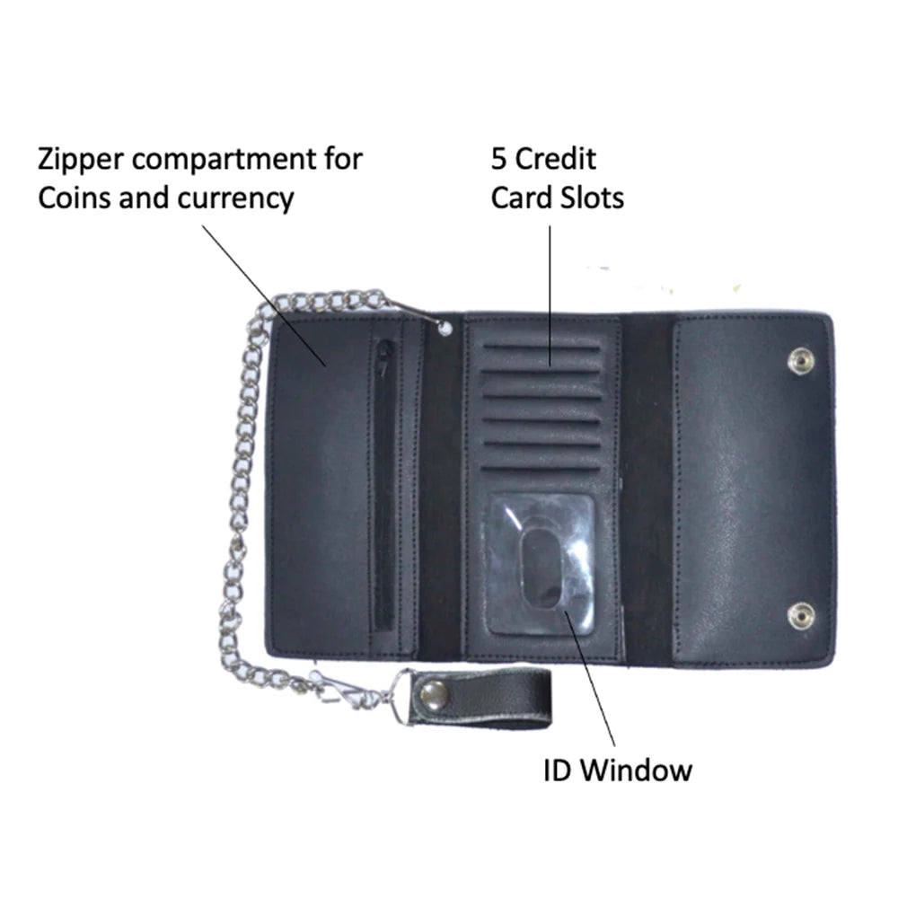 Open Road Men's Chain Trifold Leather Wallet - Boutique of Leathers/Open Road