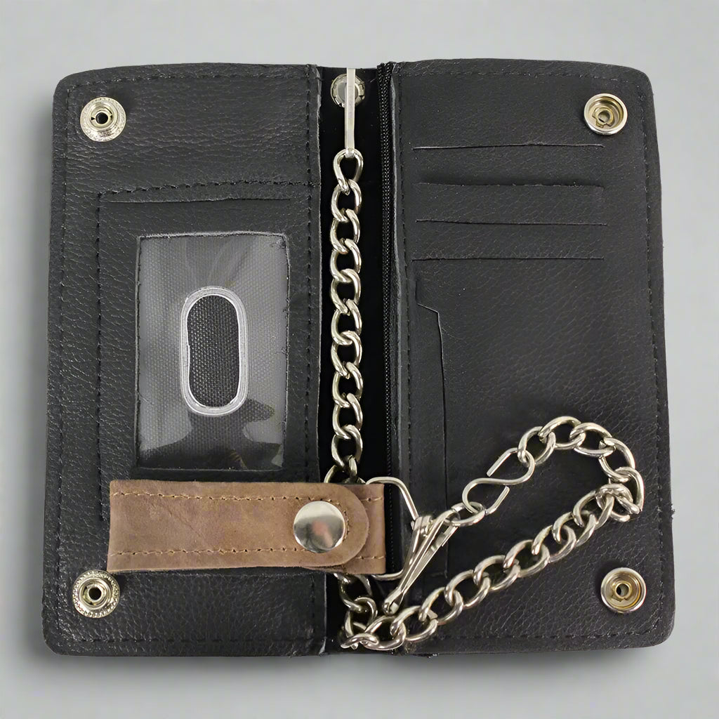 BOL Men's Chrome Plated Bifold Leather Wallet - Boutique of Leathers/Open Road