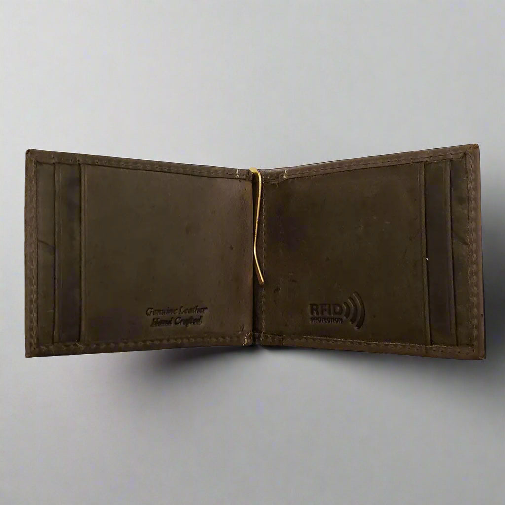 BOL Men's Distressed Leather Money Clip Wallet - Boutique of Leathers/Open Road