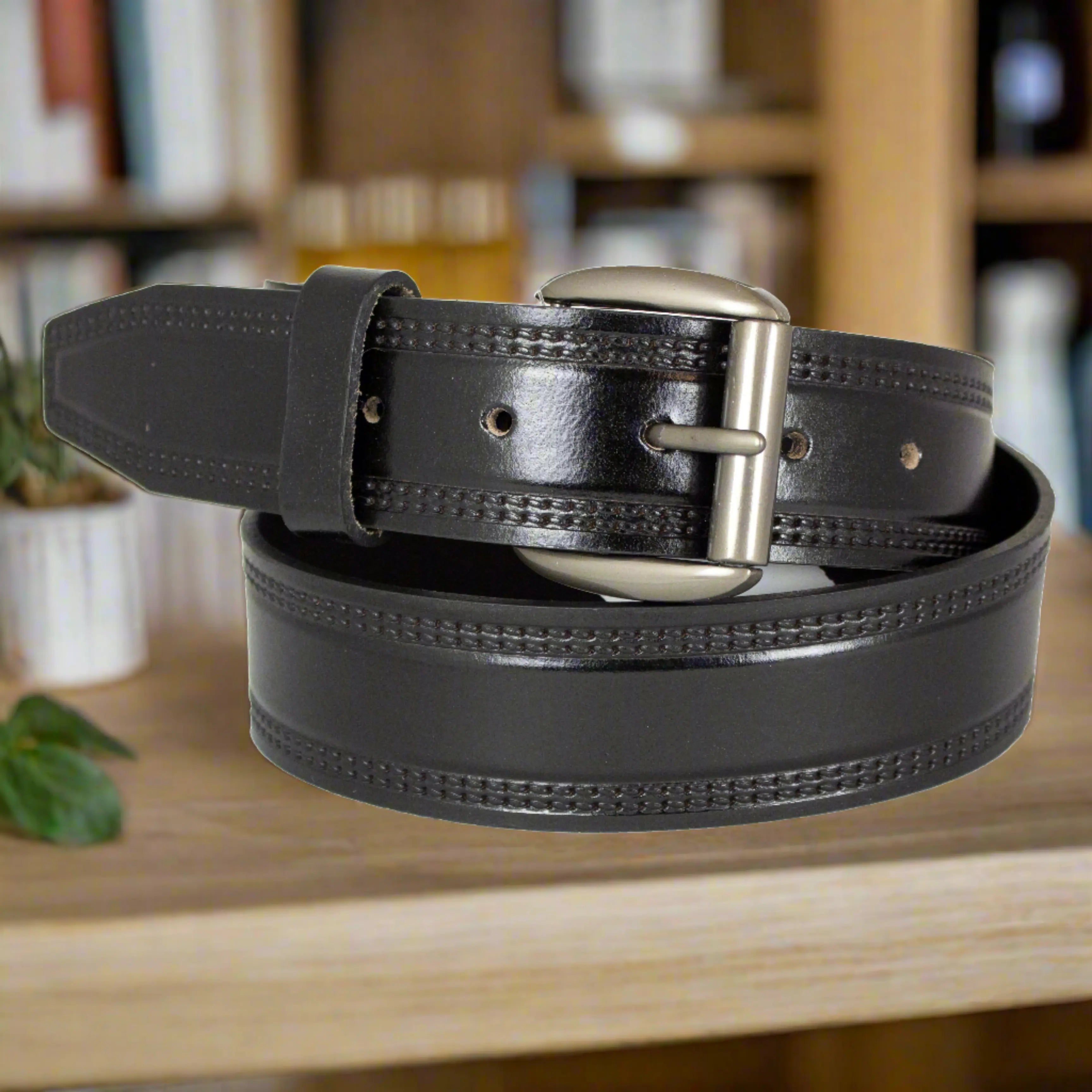 BOL Men's Double Stitch Removable Buckle Leather Belt Men's Belts Boutique of Leathers/Open Road
