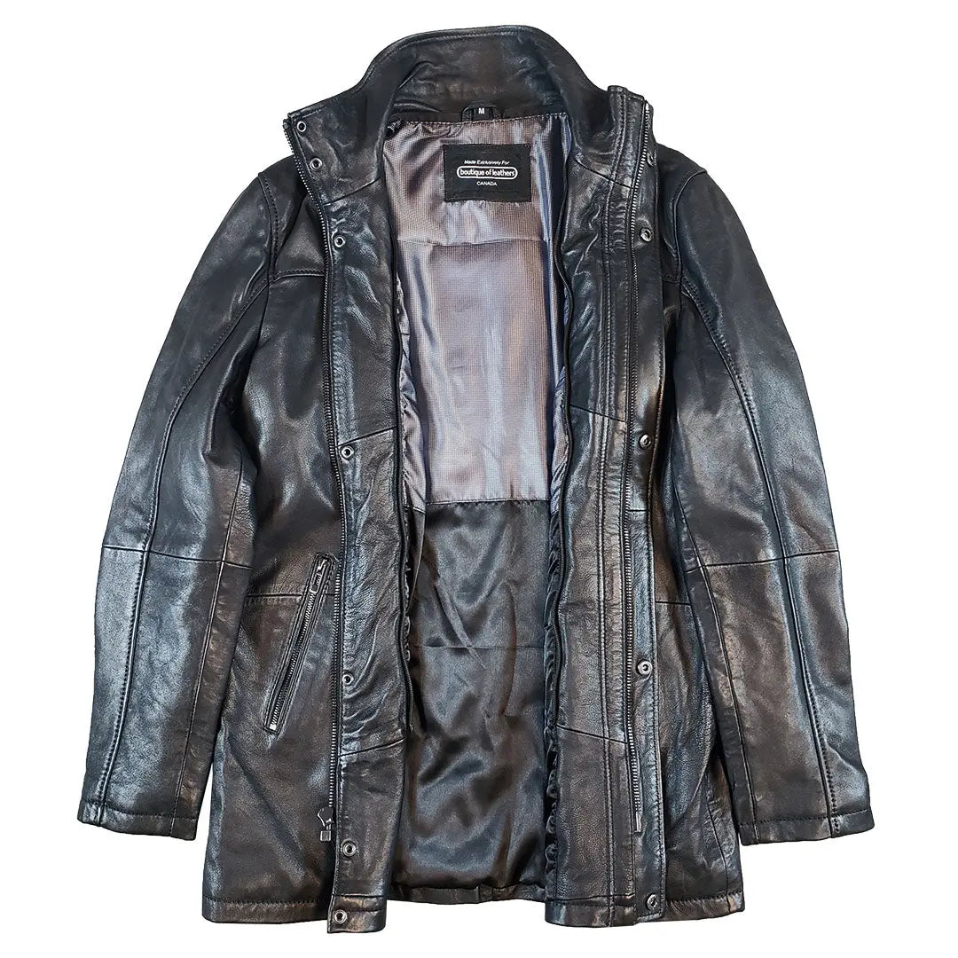 BOL Men's Long Leather Car Coat Men's Leather Jackets Boutique of Leathers/Open Road