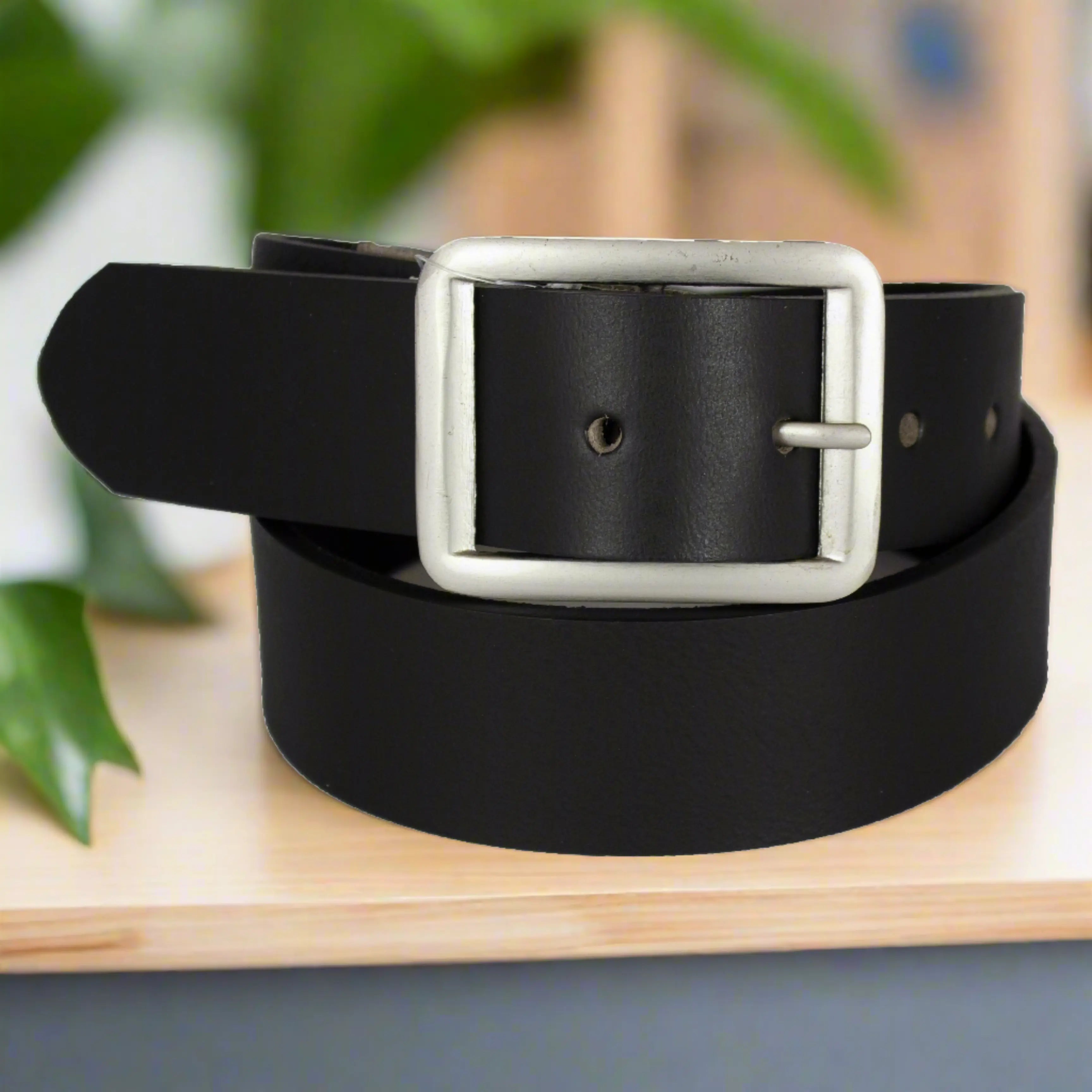 BOL Men's Rectagular Buckle Smooth Leather Belt Men's Belts Boutique of Leathers/Open Road