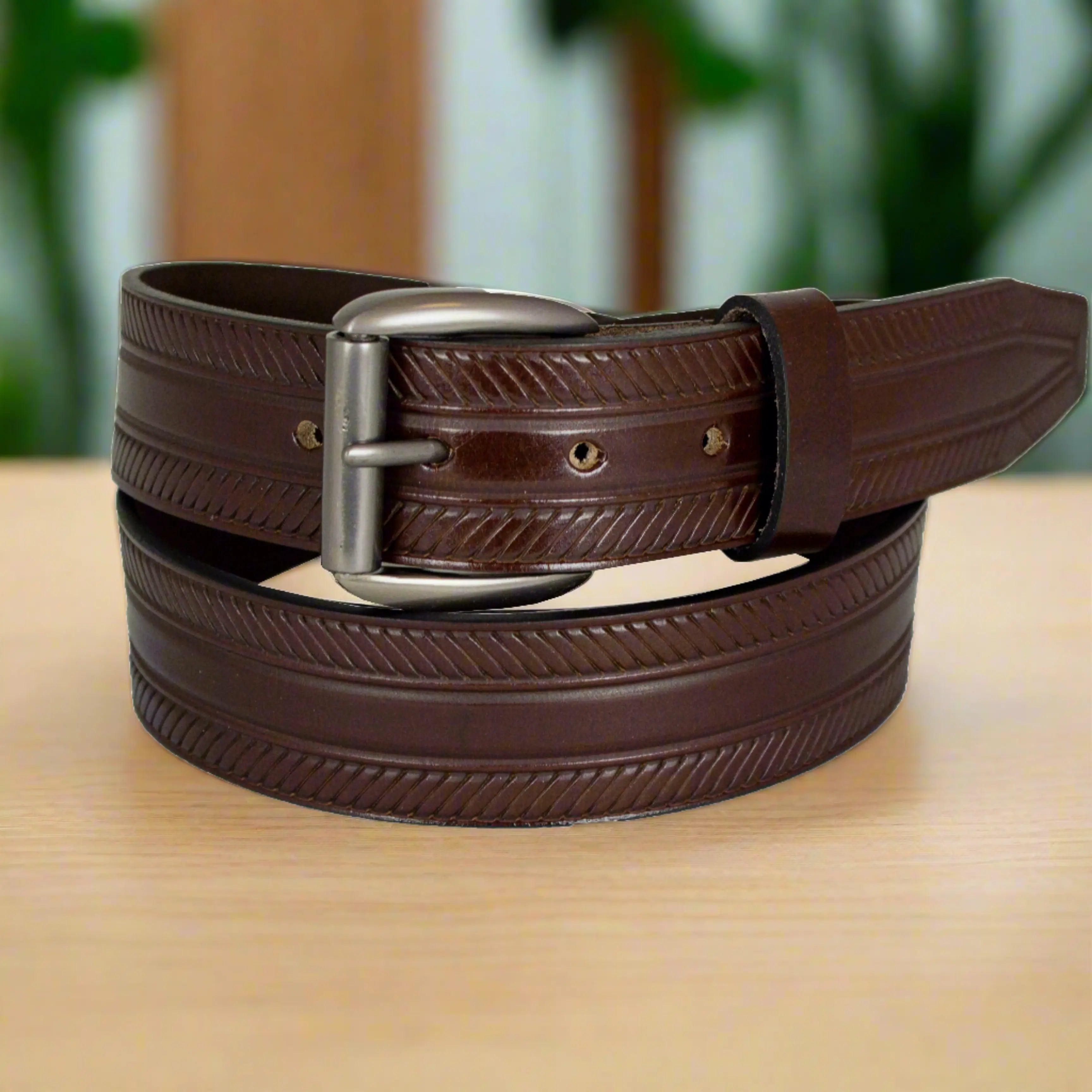 BOL Men's Removable Buckle Ribbed Leather Belt Men's Belts Boutique of Leathers/Open Road