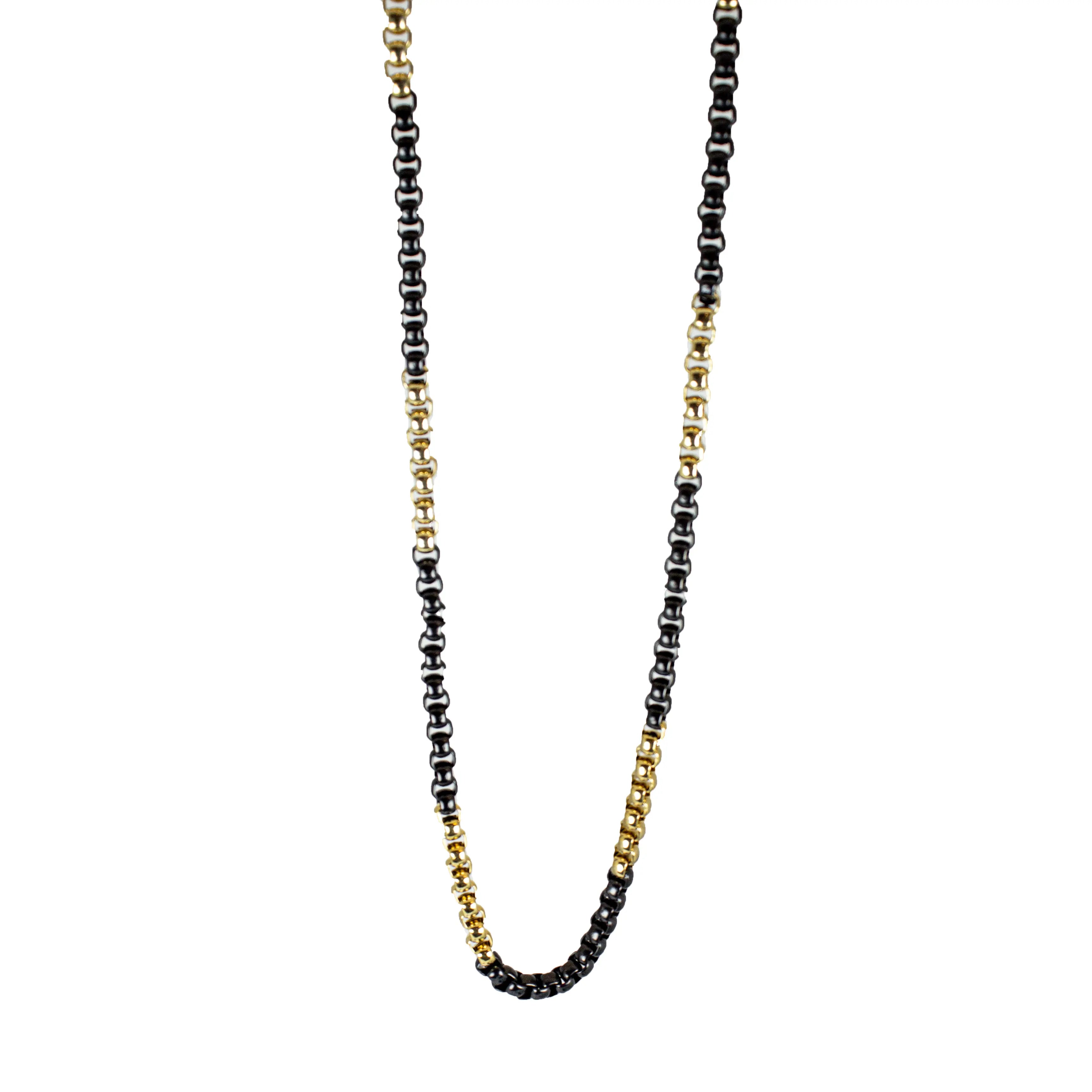 BOL Men's Two Tone Gold & Black Stainless Steal Chain Necklace Men's Jewelry Boutique of Leathers/Open Road