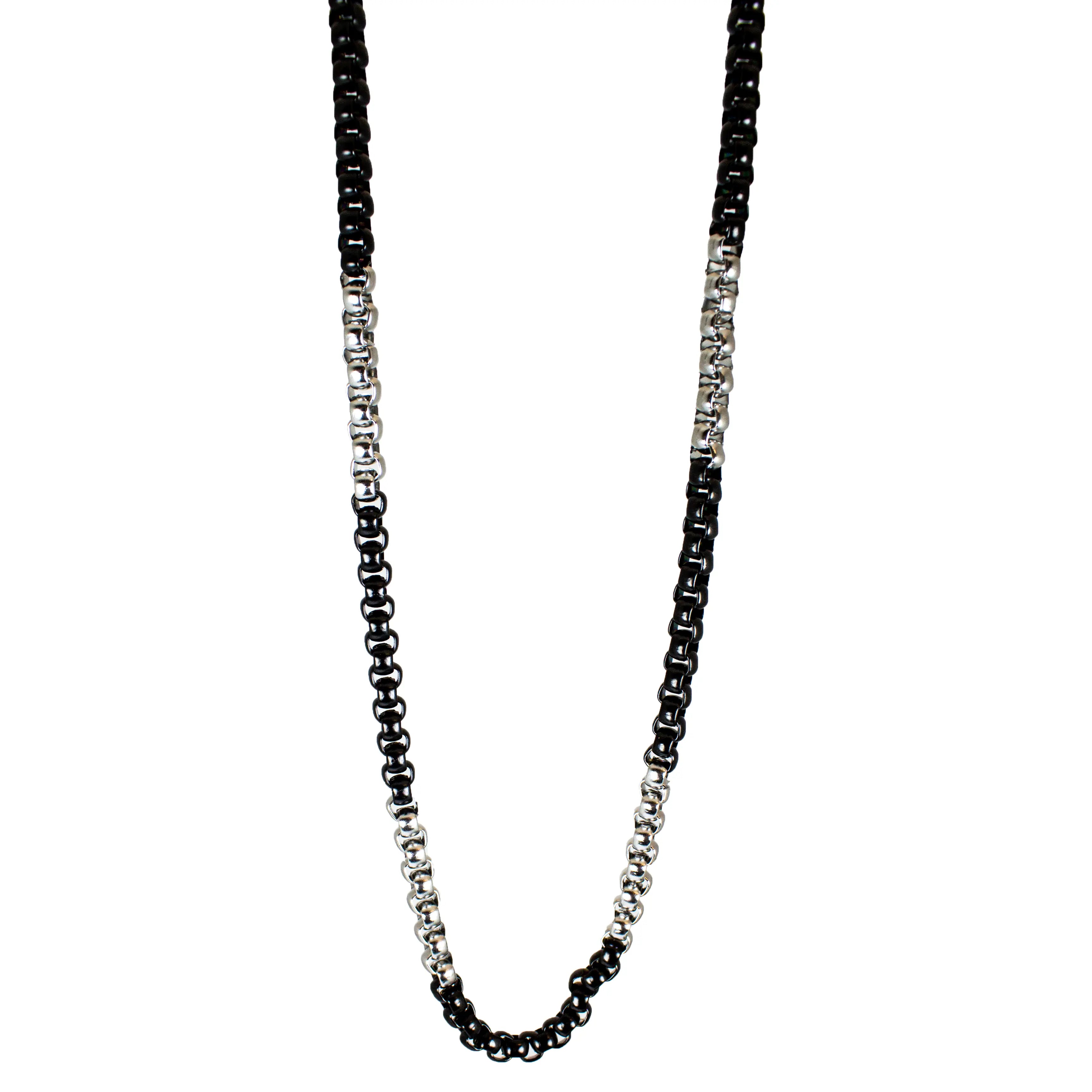 BOL Men's Two Tone Silver & Black Stainless Steel Chain Necklace Men's Jewelry Boutique of Leathers/Open Road
