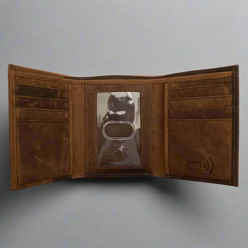 BOL Men's Two-Tone Trifold Leather RFID Wallet - Boutique of Leathers/Open Road