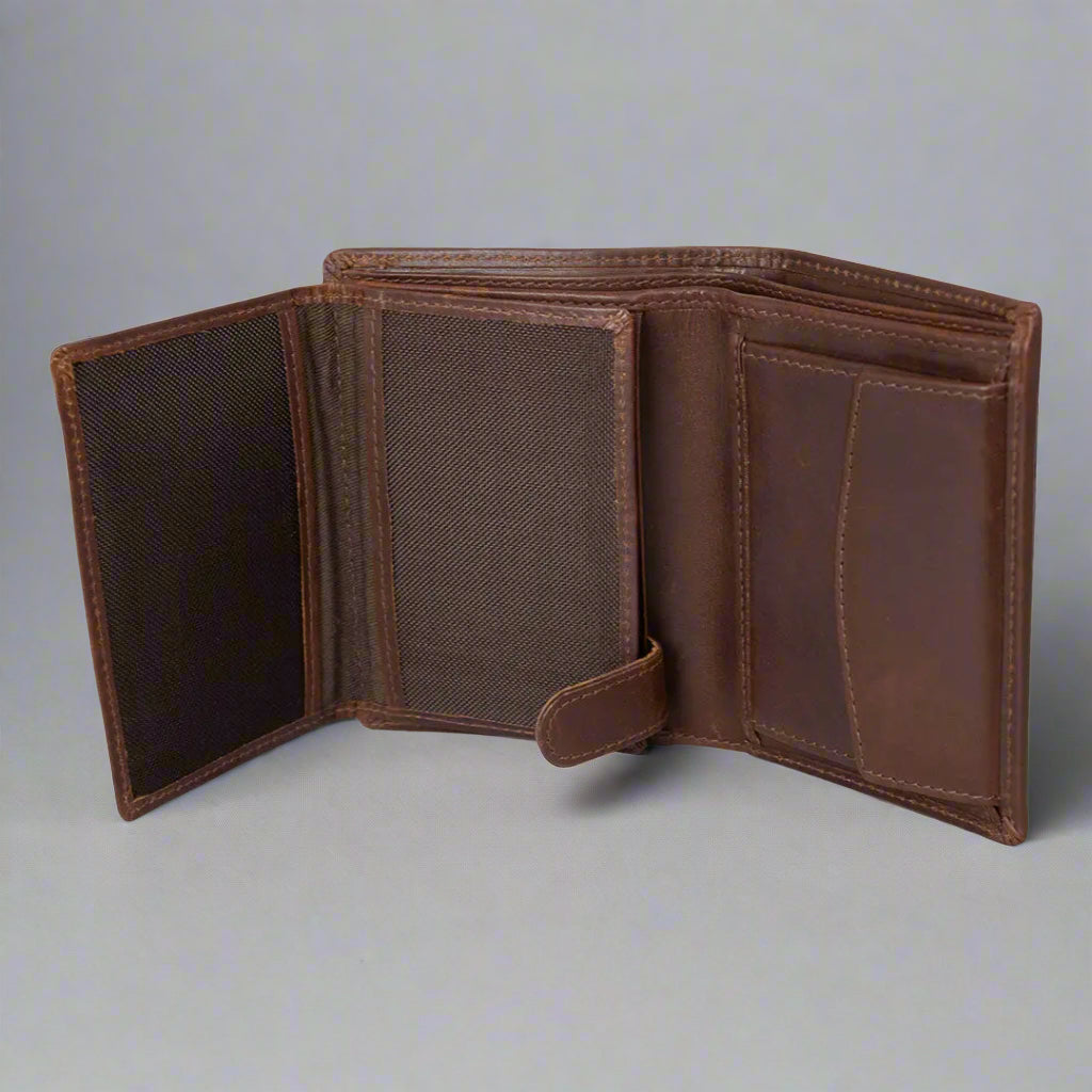 BOL Men's Vintage Leather Tri-Fold with Triple ID and Coin Pocket Wallet Men's Wallets Boutique of Leathers/Open Road