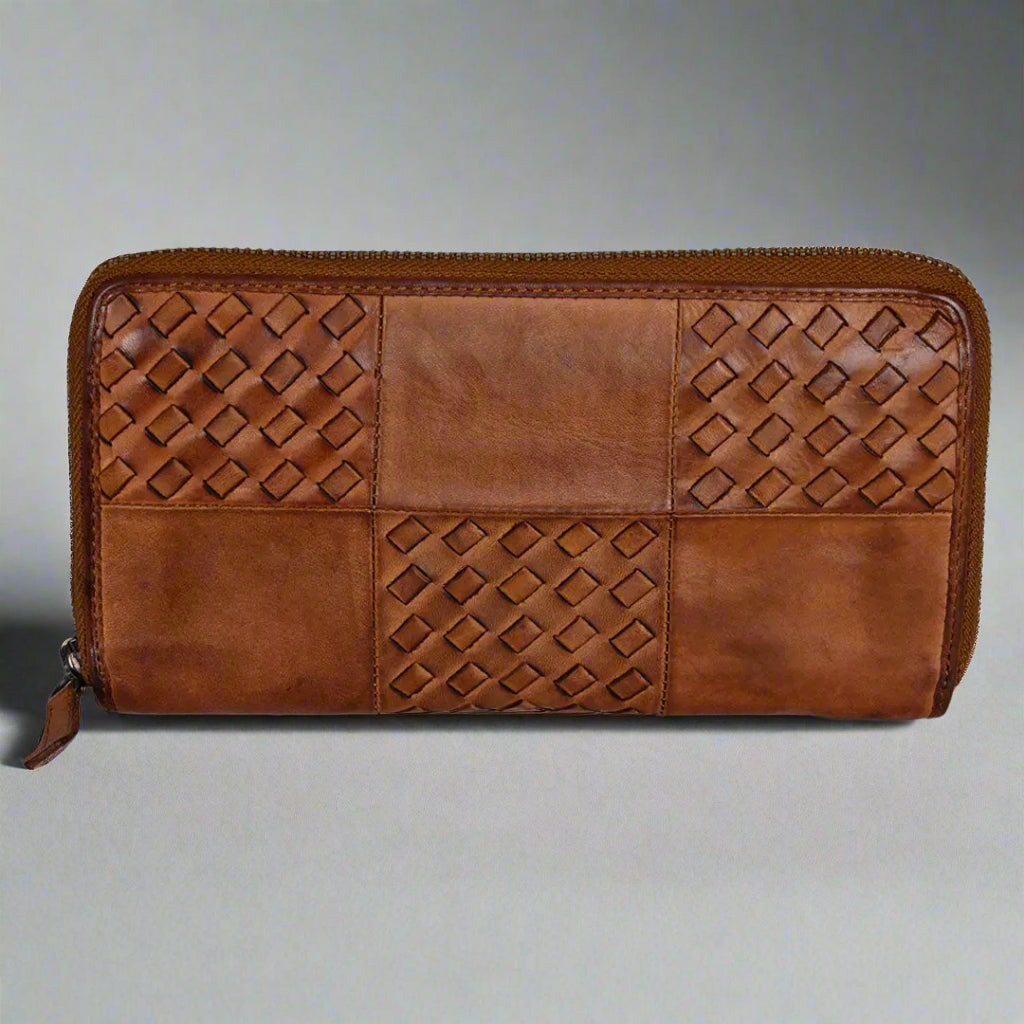 BOL Women's Basket Weave Zip-Around Clutch Wallet Women's Wallets Boutique of Leathers/Open Road