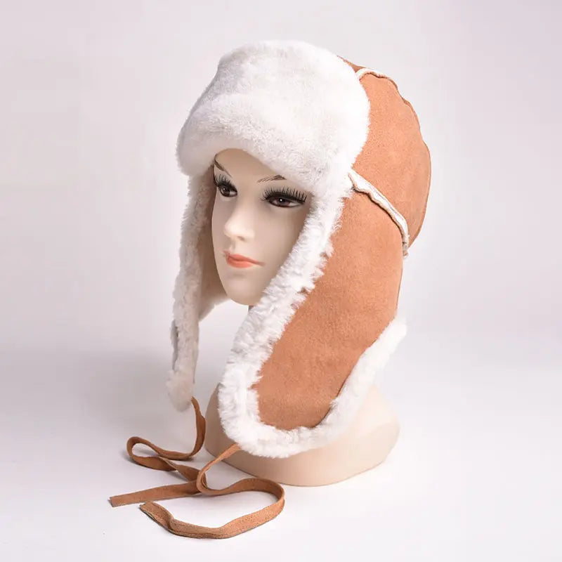 BOL Women's Hand Stitched Merino Sheepskin  Bomber Cap Hats Boutique of Leathers/Open Road