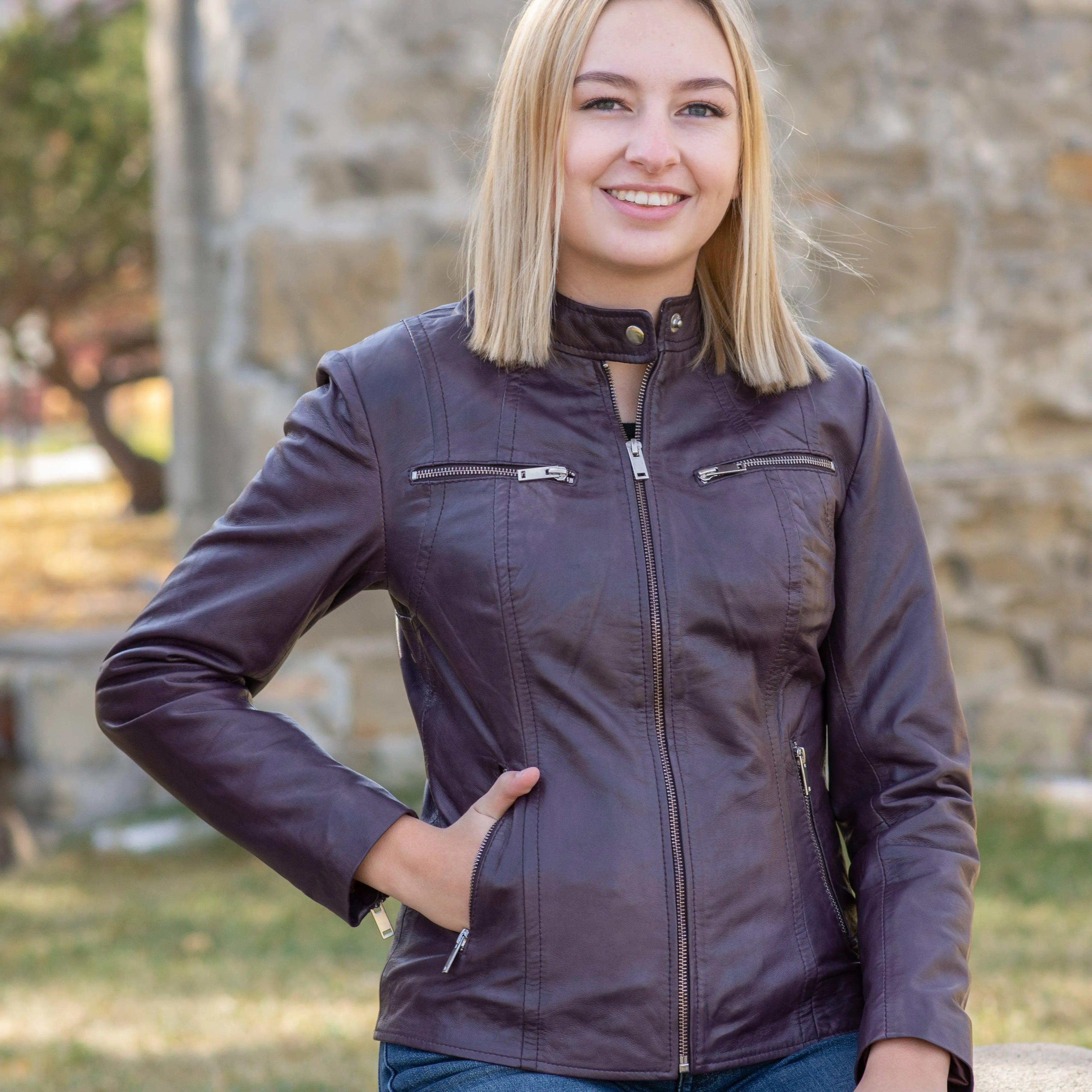 BOL Women's Zip Pocket Leather Jacket Women's Coats & Jackets Boutique of Leathers/Open Road