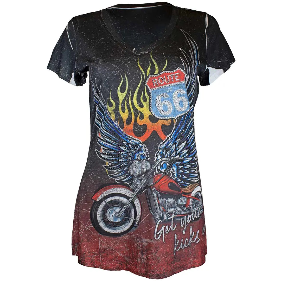 Big Bang Clothing Women's Route 66 T-Shirt - Boutique of Leathers/Open Road