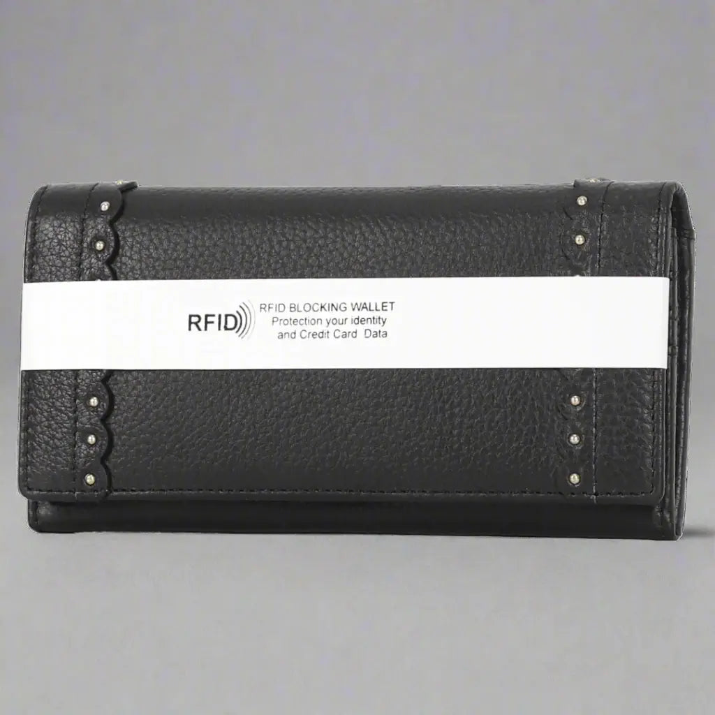 Genuine Leather Wallet with Studded Accent Women's Wallets Boutique of Leathers/Open Road