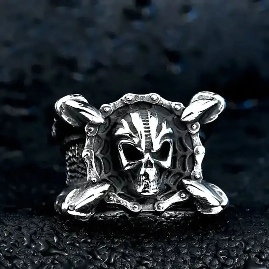 GoSteel Men's Bike Chain & Skull Ring Men's Jewelry Boutique of Leathers/Open Road