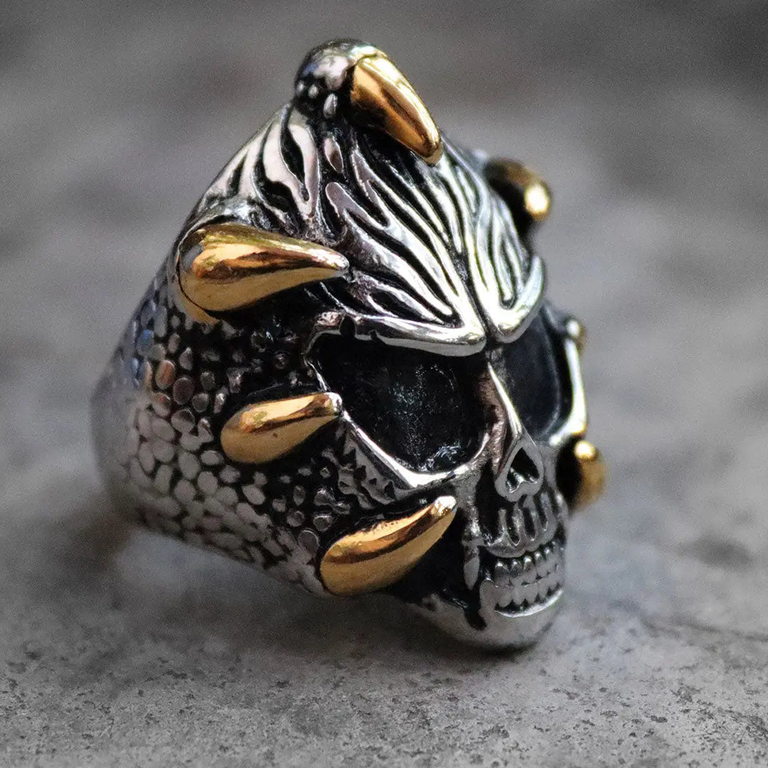 GoSteel Men's Dragon Claws and Skull Ring Men's Jewelry Boutique of Leathers/Open Road