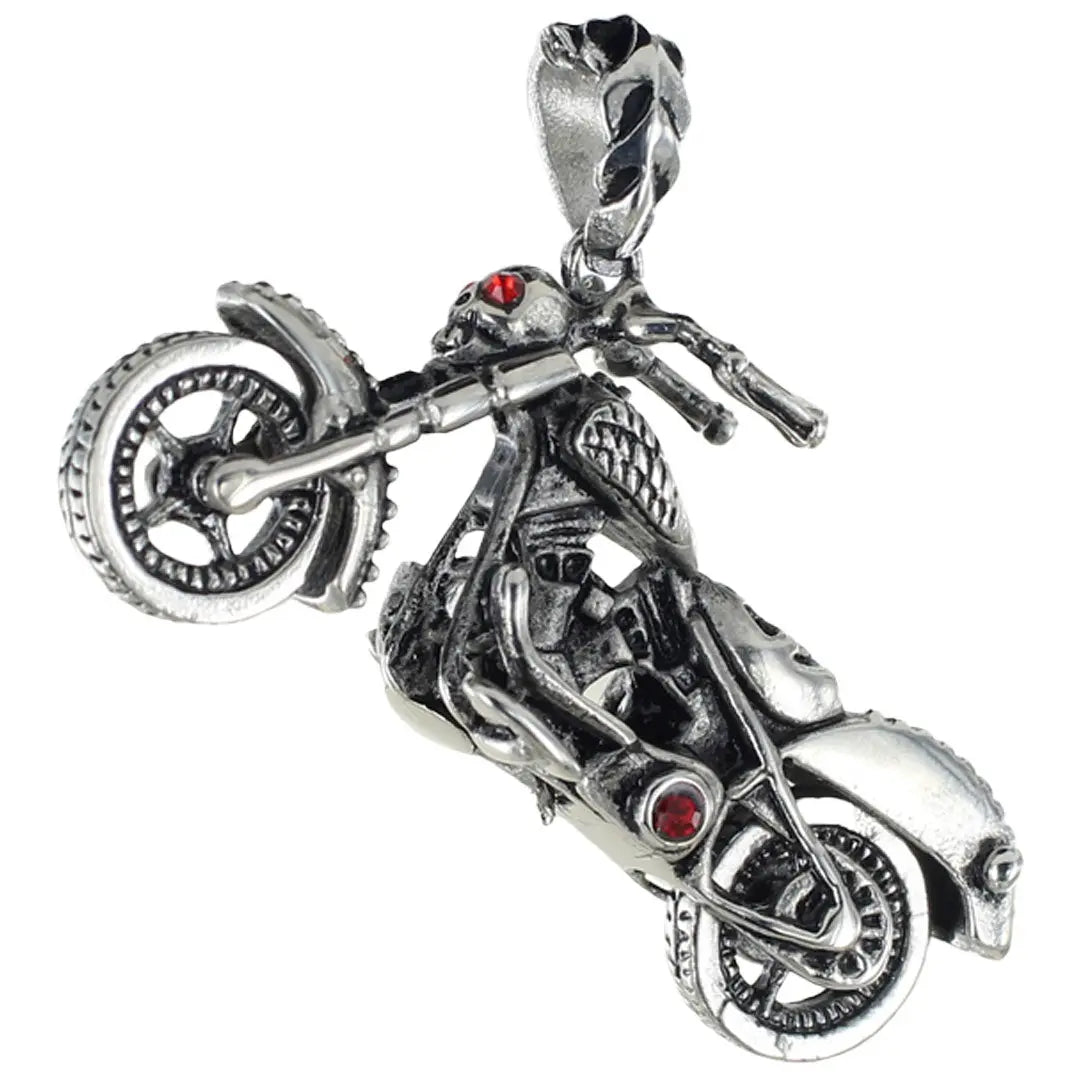 GoSteel Men's Ghost Rider Racing Moto Bike Pendant Men's Jewelry Boutique of Leathers/Open Road