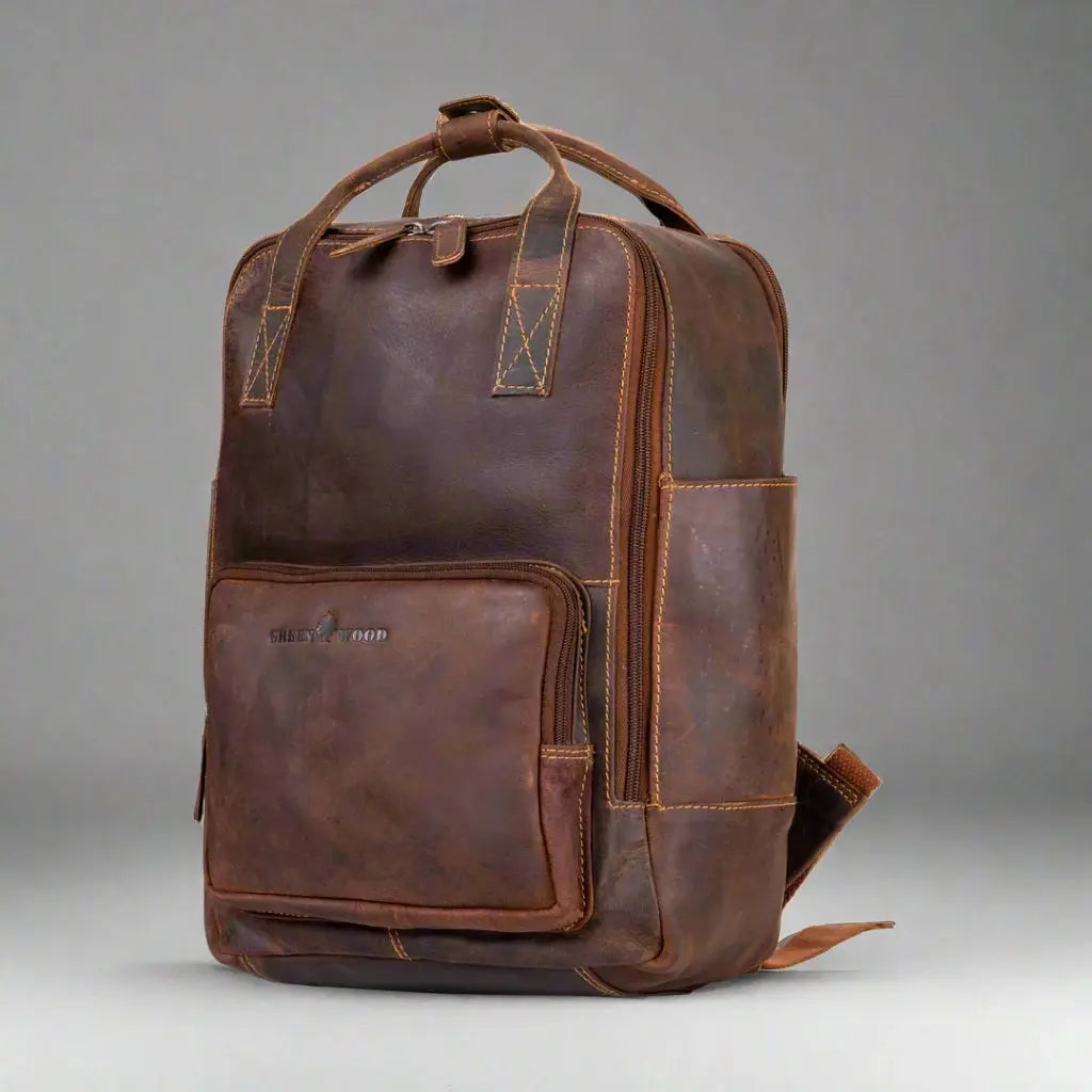 Greenwood Leather Backpack with Reinforced Laptop and Tablet Compartments - Boutique of Leathers/Open Road