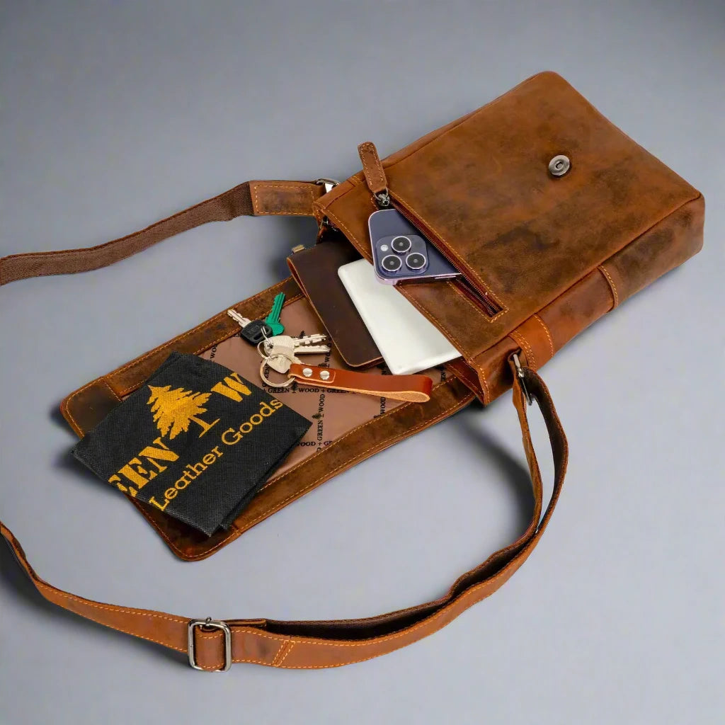 Greenwood Leather Henry Mini-Messenger Bag Backpacks & Messenger Bags Boutique of Leathers/Open Road