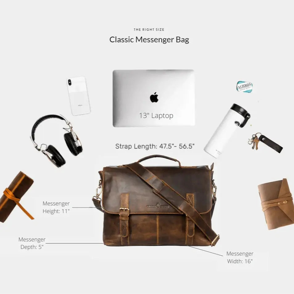 Greenwood Leather Laptop Bag Backpacks & Messenger Bags Boutique of Leathers/Open Road