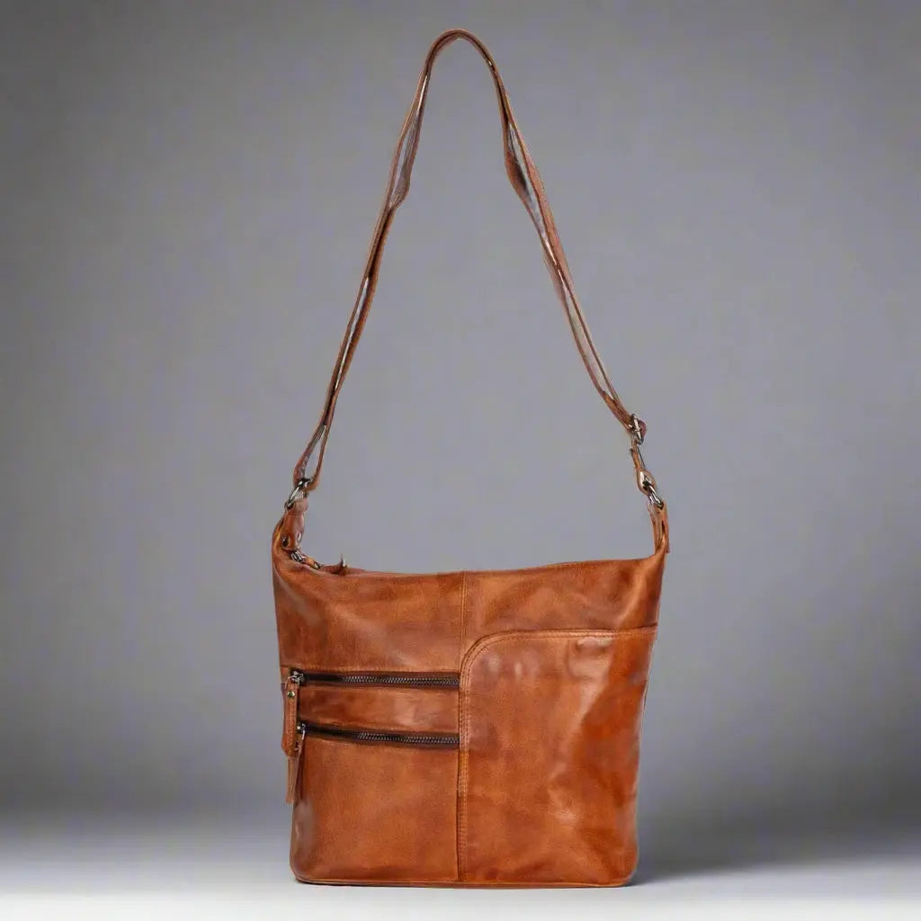 Greenwood Leather Shoulder Bag with 2 Zip Pockets Handbags & Purses Boutique of Leathers/Open Road