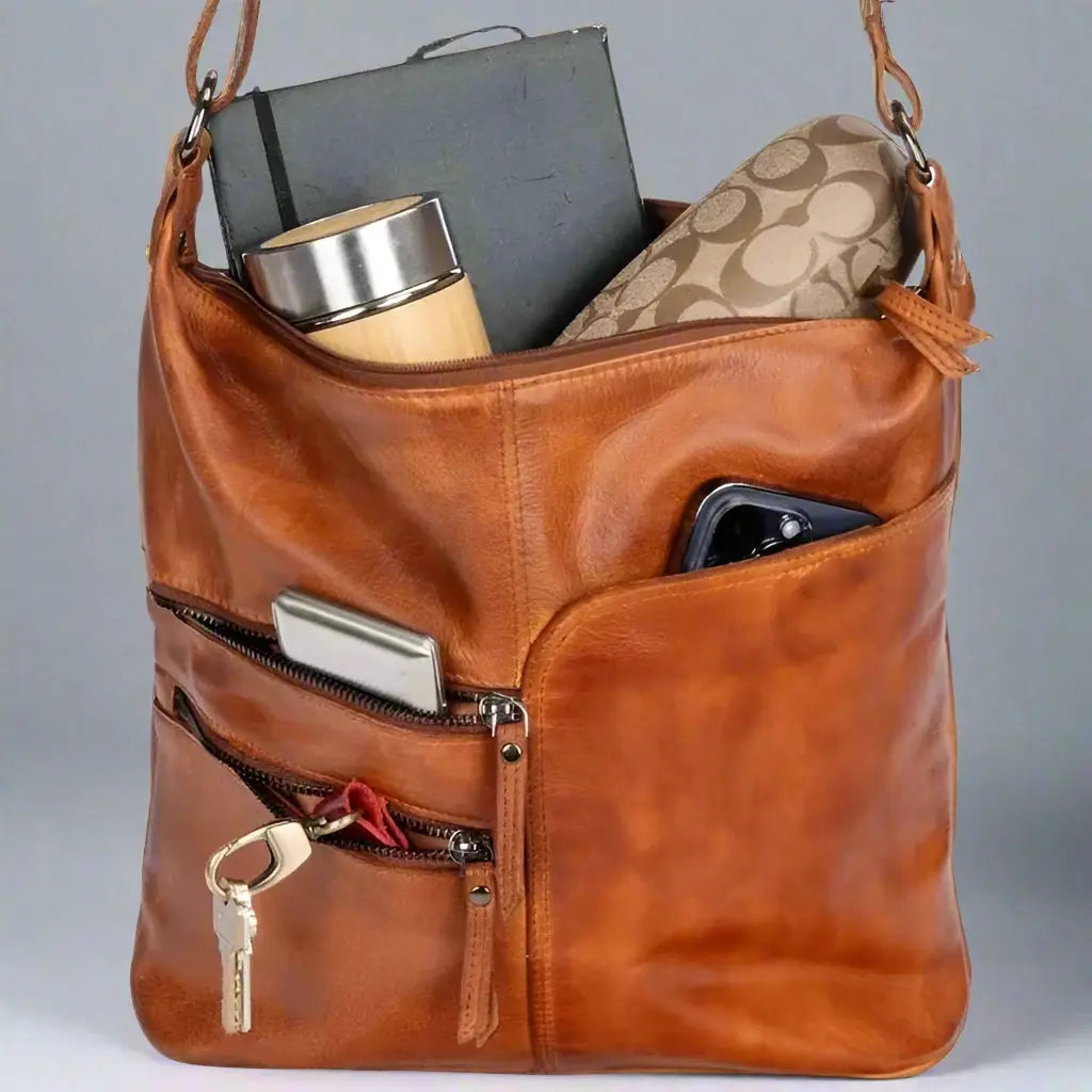 Greenwood Leather Shoulder Bag with 2 Zip Pockets Handbags & Purses Boutique of Leathers/Open Road