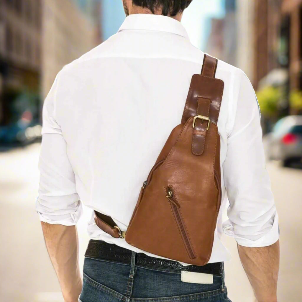 Premium Handcrafted Leather Sling Bag | Backpack | Crossbody Messenger Bag - Boutique of Leathers/Open Road