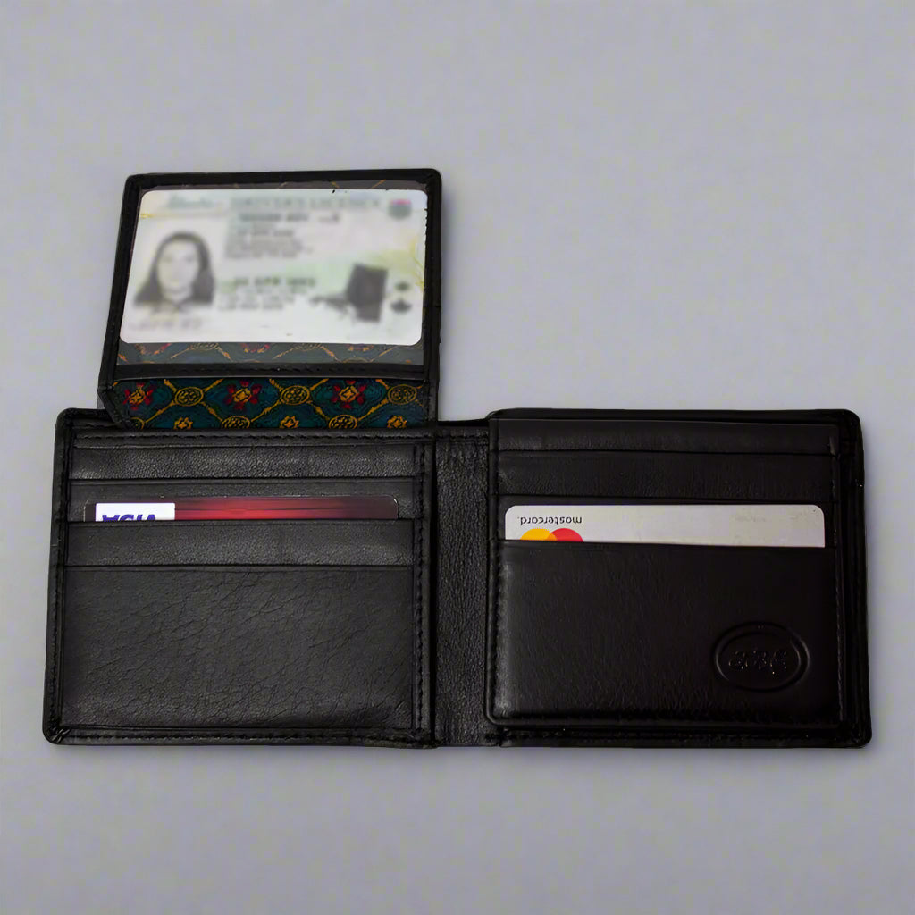 JBG International Men's Card Flip Up Bifold Leather RFID Wallet - Boutique of Leathers/Open Road