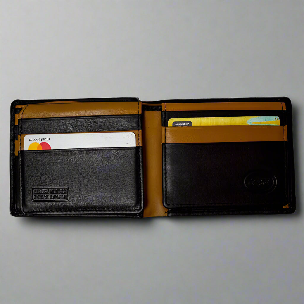 JBG International Men's Card Flip Up Bifold Leather RFID Wallet - Boutique of Leathers/Open Road