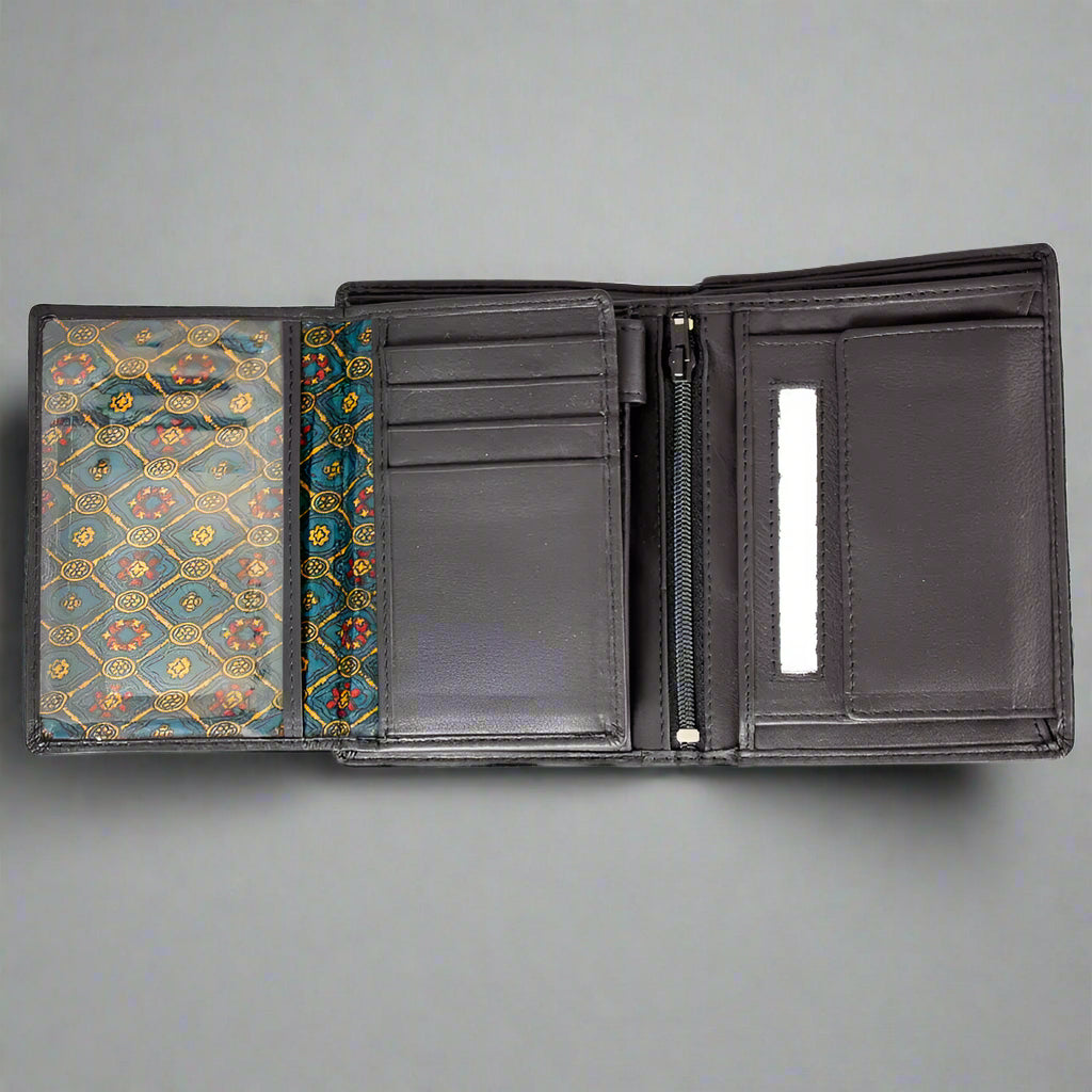 JBG International Men's Snap Close Flip Trifold Leather Wallet - Boutique of Leathers/Open Road