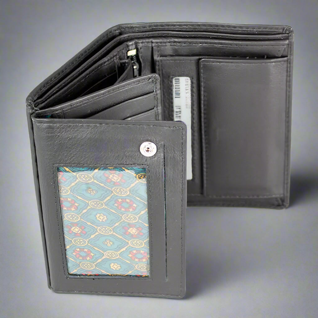 JBG International Men's Snap Close Flip Trifold Leather Wallet - Boutique of Leathers/Open Road