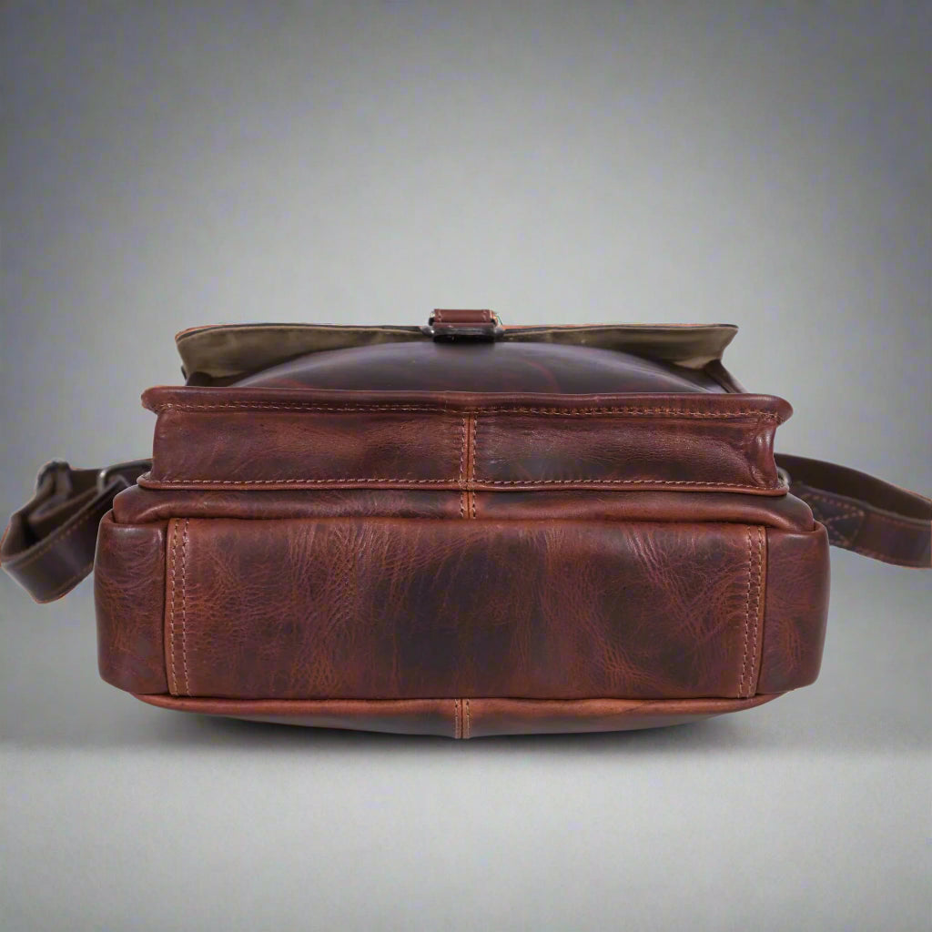 Manhattan Leather Satchel | Buffalo Leather Crossbody Bag for Men & Women - Boutique of Leathers/Open Road