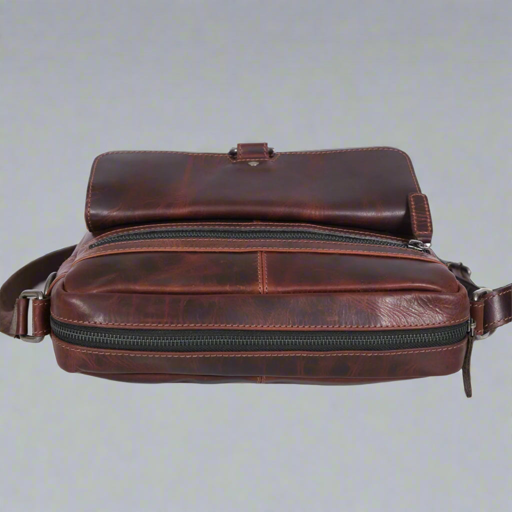 Manhattan Leather Satchel | Buffalo Leather Crossbody Bag for Men & Women - Boutique of Leathers/Open Road