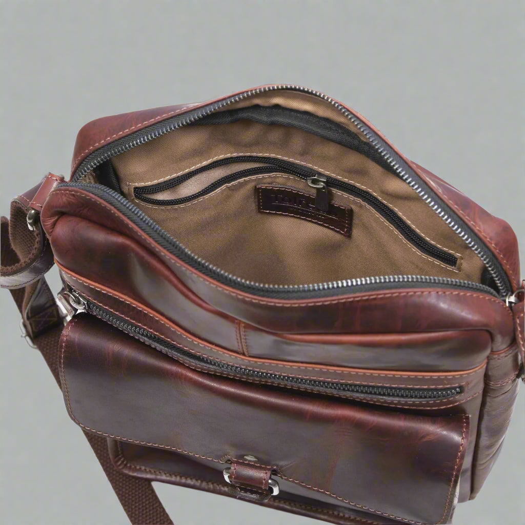 Manhattan Leather Satchel | Buffalo Leather Crossbody Bag for Men & Women - Boutique of Leathers/Open Road