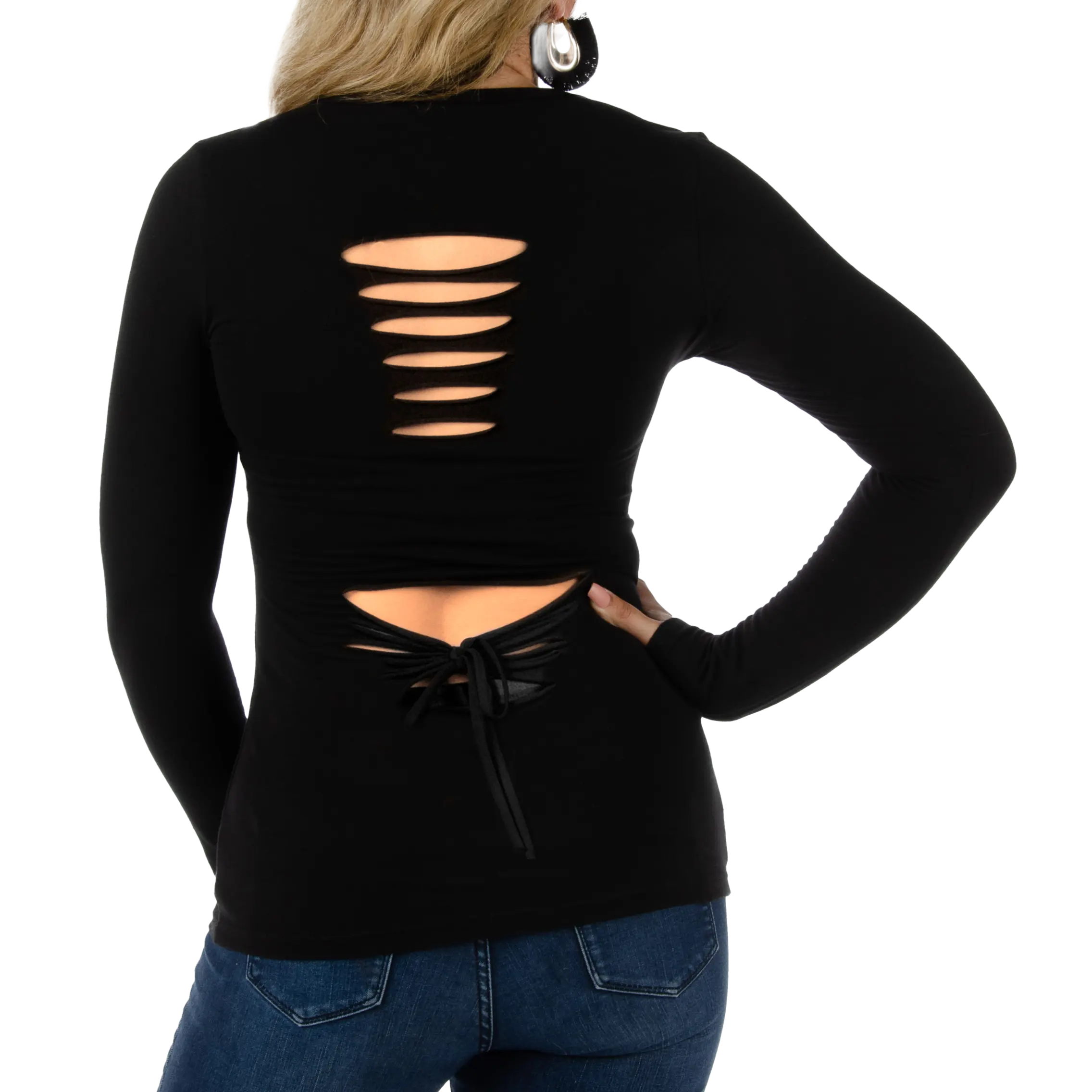 Live to Ride Skull & Motorcycle V-Neck Long Sleeve Women's Shirts & Tees Boutique of Leathers/Open Road