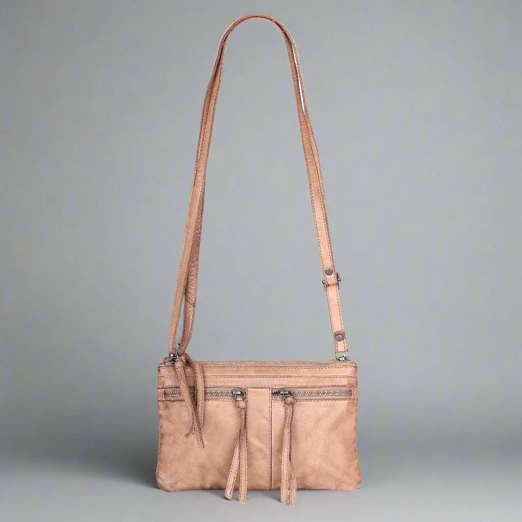 MET Leather Crossbody Bag with Dual Front Zipper Pockets Handbags & Purses Boutique of Leathers/Open Road
