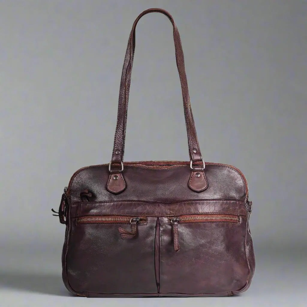 MET Leather Handbag with Dual Handles and Front Zipper Pockets Handbags & Purses Boutique of Leathers/Open Road