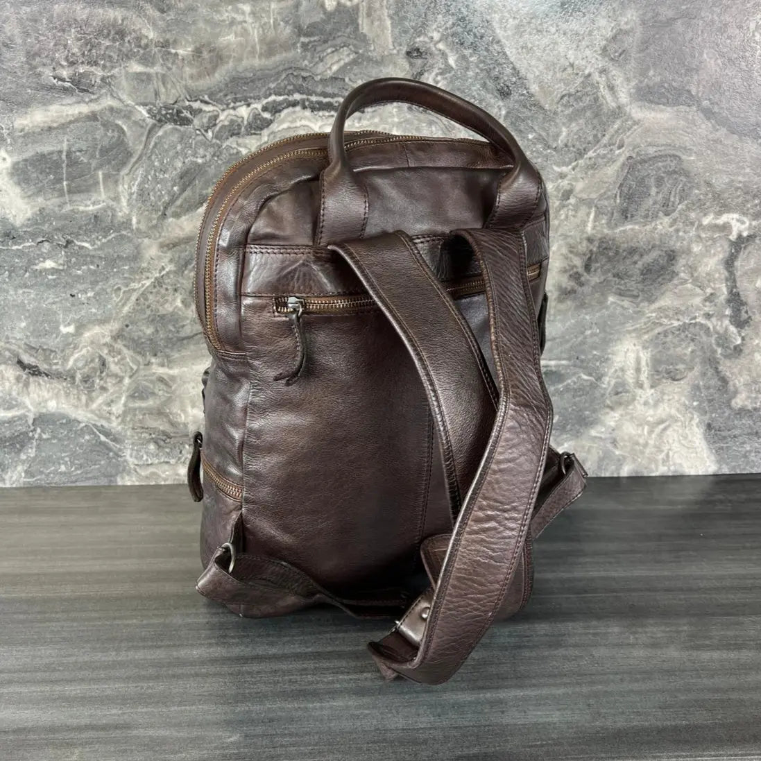 MET Multi-Pocket Leather Backpack with Dual Carry Handles - Boutique of Leathers/Open Road