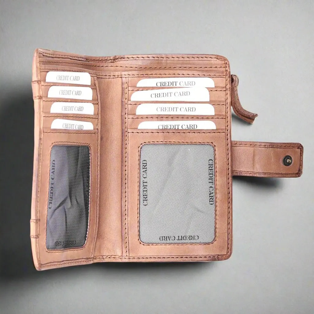 MET Women's Leather Credit Card Wallet Women's Wallets Boutique of Leathers/Open Road