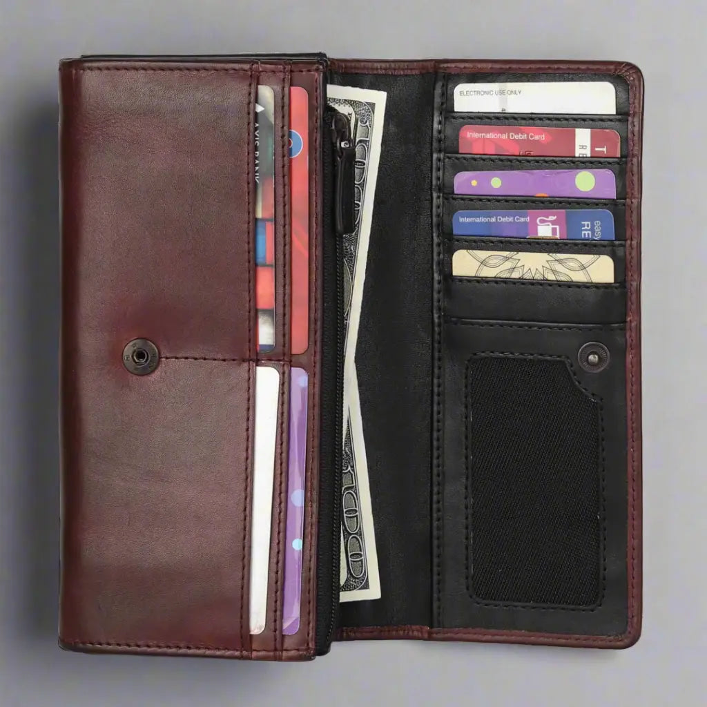 MET Women's Two Tone Leather Clutch Wallet Women's Wallets Boutique of Leathers/Open Road