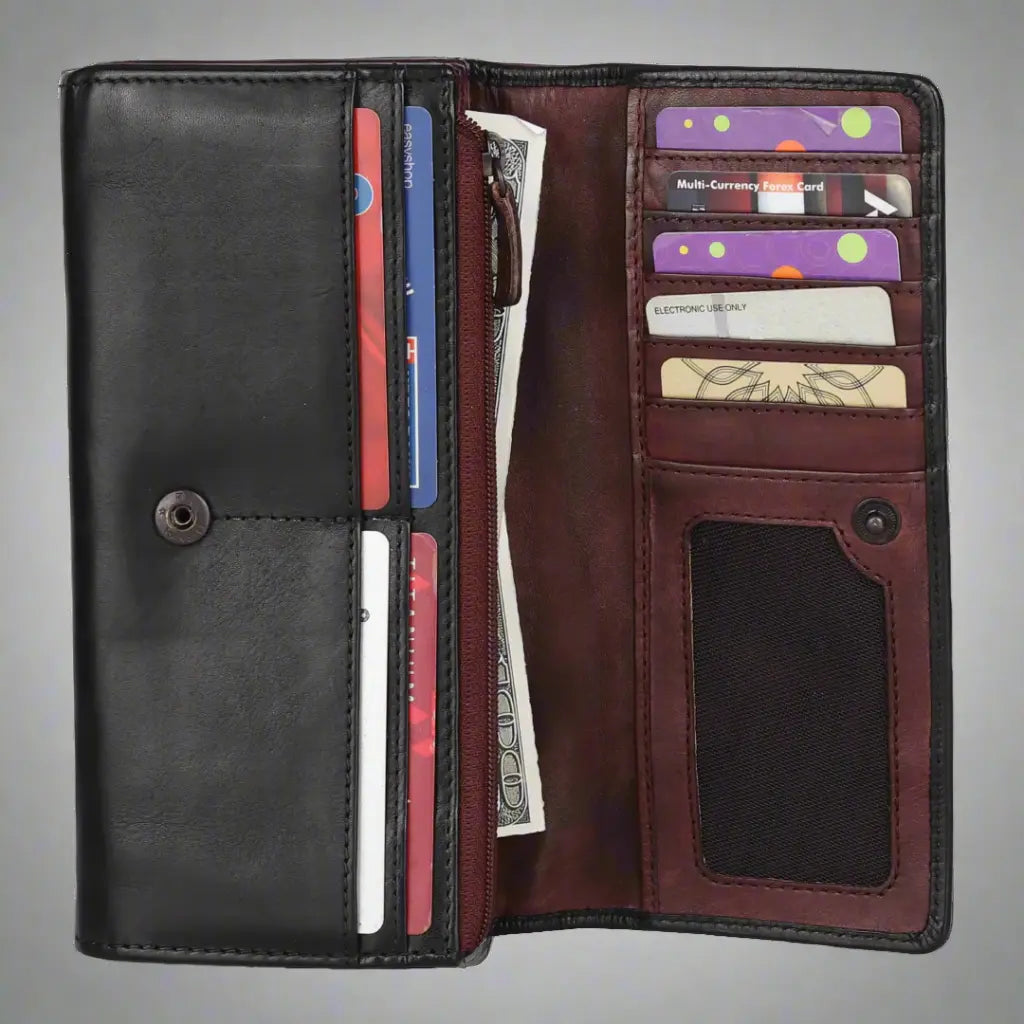 MET Women's Two Tone Leather Clutch Wallet Women's Wallets Boutique of Leathers/Open Road