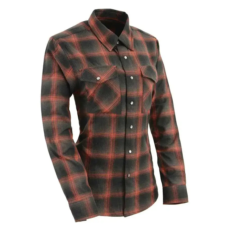 Milwaukee Leather Women's Armoured Plaid Snap Shirt - Boutique of Leathers/Open Road