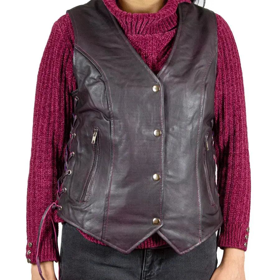 Open Road Women's Lace Side Leather Vest Women's Vests Boutique of Leathers/Open Road