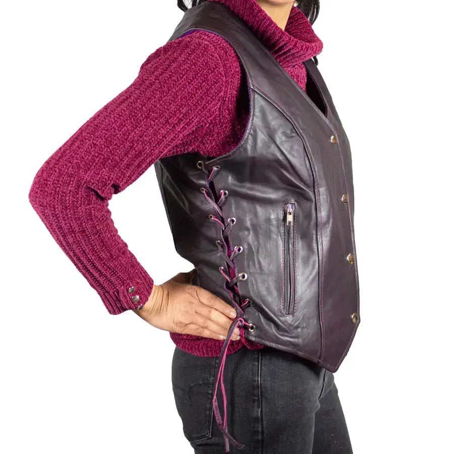 Open Road Women's Lace Side Leather Vest Women's Vests Boutique of Leathers/Open Road