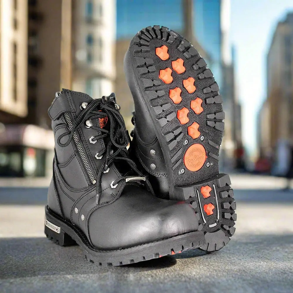 Milwaukee Leather Men's 6" Milwaukee Side Zip Lace Up Motorcycle Boots - Boutique of Leathers/Open Road