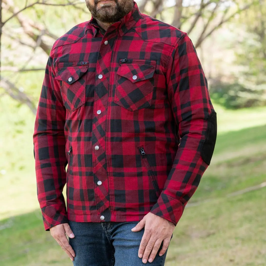 Men's Armored Flannel Biker Shirt with Extra Protection Men's Armoured Shirts Boutique of Leathers/Open Road